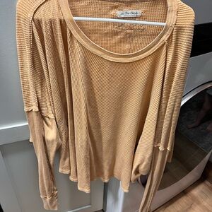 Women's Beige Waffle Knit Top